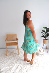 Short Swing Dress In Dayspring Aqua Green