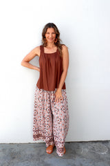 Bora Bora Long Wide Leg Pant in Mosaic Earth