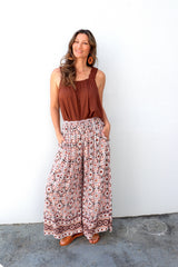 Bora Bora Long Wide Leg Pant in Mosaic Earth