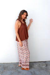 Bora Bora Long Wide Leg Pant in Mosaic Earth