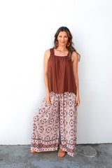 Bora Bora Long Wide Leg Pant in Mosaic Earth