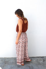 Bora Bora Long Wide Leg Pant in Mosaic Earth