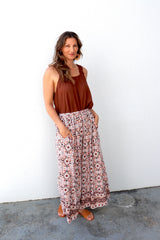 Bora Bora Long Wide Leg Pant in Mosaic Earth