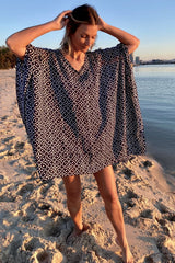 Short Kaftan in Metric Navy