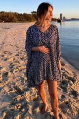 Short Kaftan in Metric Navy