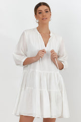 Angie Voile Dress in White - last one size 8
