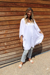 Set Free Batwing Top/Dress In White