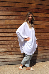 Set Free Batwing Top/Dress In White