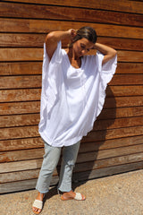 Set Free Batwing Top/Dress In White