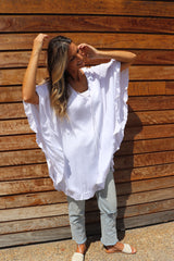 Set Free Batwing Top/Dress In White