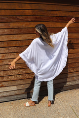 Set Free Batwing Top/Dress In White