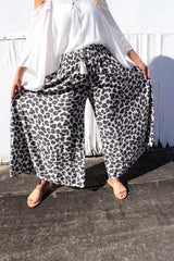 Caribbean Long Wide Leg Pant In Grey Jaguar