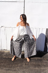 Caribbean Long Wide Leg Pant In Grey Jaguar