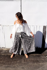 Caribbean Long Wide Leg Pant In Grey Jaguar