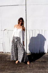 Caribbean Long Wide Leg Pant In Grey Jaguar