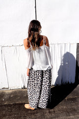 Caribbean Long Wide Leg Pant In Grey Jaguar