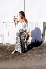 Caribbean Long Wide Leg Pant In Grey Jaguar