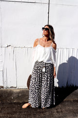 Caribbean Long Wide Leg Pant In Grey Jaguar