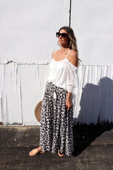 Caribbean Long Wide Leg Pant In Grey Jaguar