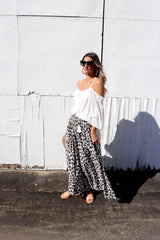 Caribbean Long Wide Leg Pant In Grey Jaguar