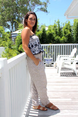 Living it up Long Jumpsuit In Taupe Fern