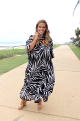 Long Kaftan In Black Vine