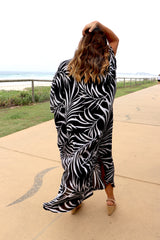 Long Kaftan In Black Vine