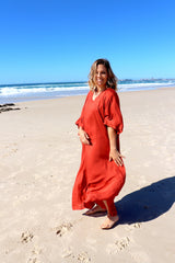Long Kaftan In Rust