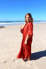 Long Kaftan In Rust