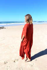 Long Kaftan In Rust