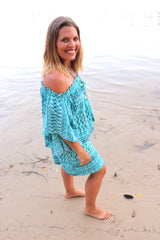 Holiday Dreaming Short Beach Dress/Top in Aquamarine