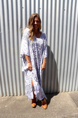 Long Kaftan In Grey Animal