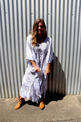 Long Kaftan In Grey Animal