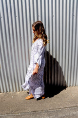 Long Kaftan In Grey Animal