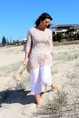 Short Kaftan in Taupe Zebra