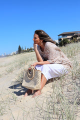 Short Kaftan in Taupe Zebra