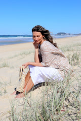 Short Kaftan in Taupe Zebra