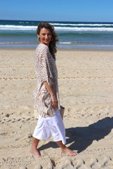 Short Kaftan in Taupe Zebra