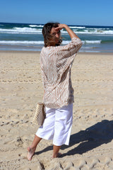 Short Kaftan in Taupe Zebra