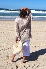 Short Kaftan in Taupe Zebra