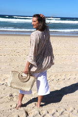 Short Kaftan in Taupe Zebra