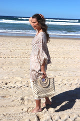 Short Kaftan in Taupe Zebra