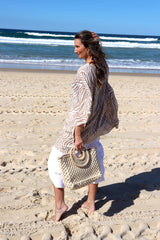 Short Kaftan in Taupe Zebra