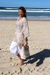 Short Kaftan in Taupe Zebra