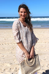Short Kaftan in Taupe Zebra