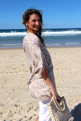 Short Kaftan in Taupe Zebra