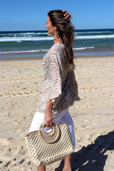 Short Kaftan in Taupe Zebra