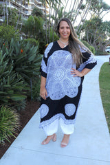 Bling Long Kaftan In Black & White