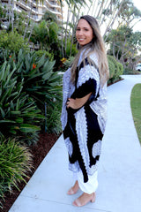 Bling Long Kaftan In Black & White