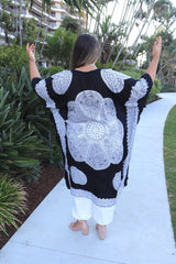 Bling Long Kaftan In Black & White